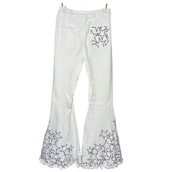 Peach Love California Star Embroidered White Flare Bell Bottom Jeans Size Large - Picture 9 of 11